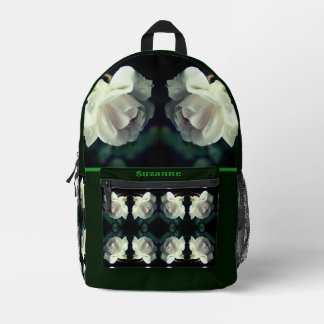 Sac À Dos Imprimé Rose blanche avec gouttes de pluie personnalisée
