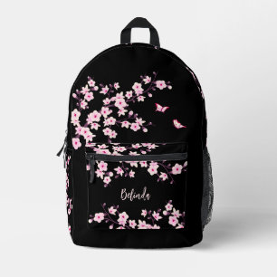 Sac À Dos Imprimé Rose Cerisier Noir Monogramme