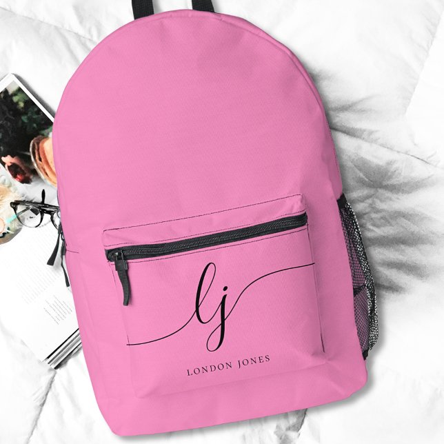Sac À Dos Imprimé Rose Chaud Féminin Nom Typographique Féminin (Créateur téléchargé)