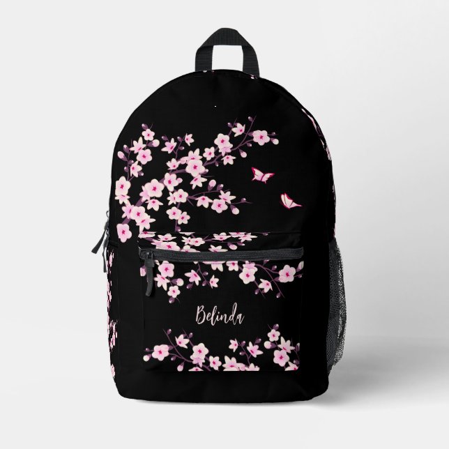 Sac À Dos Imprimé Rose de Cerisier Noir Monogramme (Recto)
