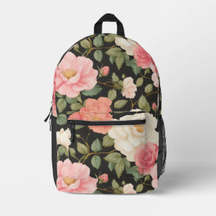 Sac À Dos Imprimé Rose De Style Peint À La Main De Minuit