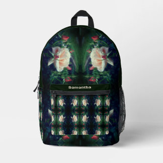 Sac À Dos Imprimé Rose Et Buds Abstraits Personnalisés