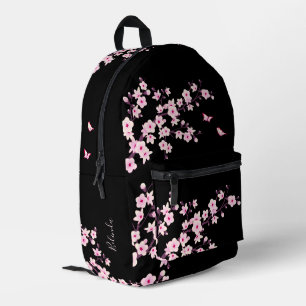 Sac À Dos Imprimé Rose Fleur de Cerisier Noir Monogramme
