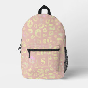 Sac À Dos Imprimé Rose Gold Élégant Chiffon Jaune Lémon Imprimé Léop