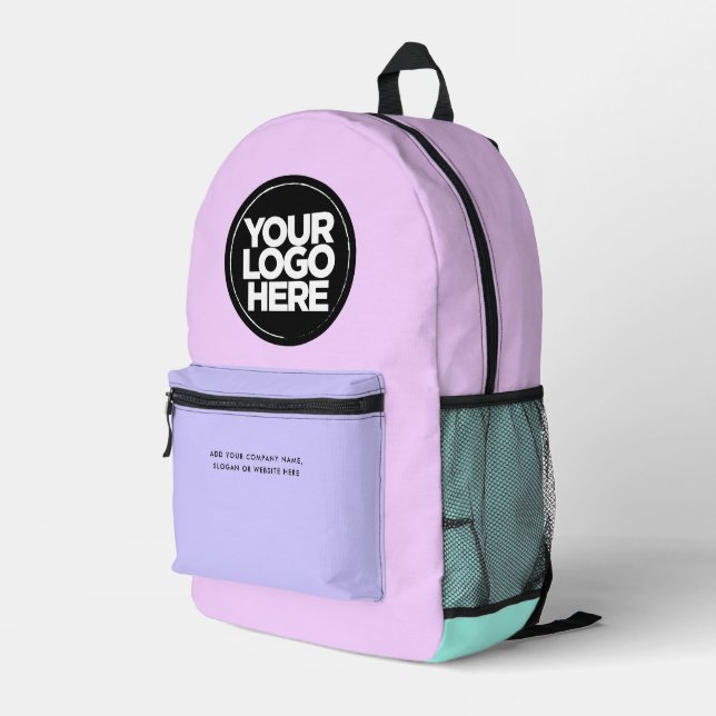 Sac À Dos Imprimé Rose Pastel | Logo et texte personnalisés (Coin arrière droit)