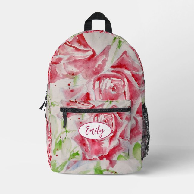 Sac À Dos Imprimé Rose rose Rose Aquarelle Fleur Floral art (Recto)
