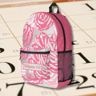Sac À Dos Imprimé Rose rose rose Vintage Motif avec Verse Bible
