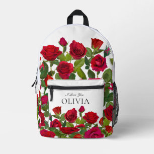 Sac À Dos Imprimé Rose Rouge Moderne Minimaliste Je T'Aime