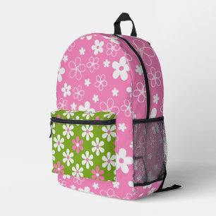 SAC À DOS IMPRIMÉ ROSE VERT CLAIR BLANC FLEURS JOURNALIÈRES SUPER