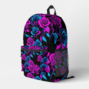 Sac À Dos Imprimé Roses Colorées au Néon