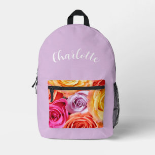 Sac À Dos Imprimé Roses colorés avec nom