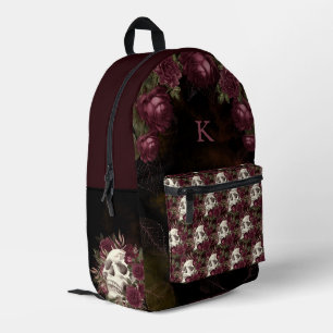 Sac À Dos Imprimé Roses crâne Bourgogne Noir Motif personnalisé