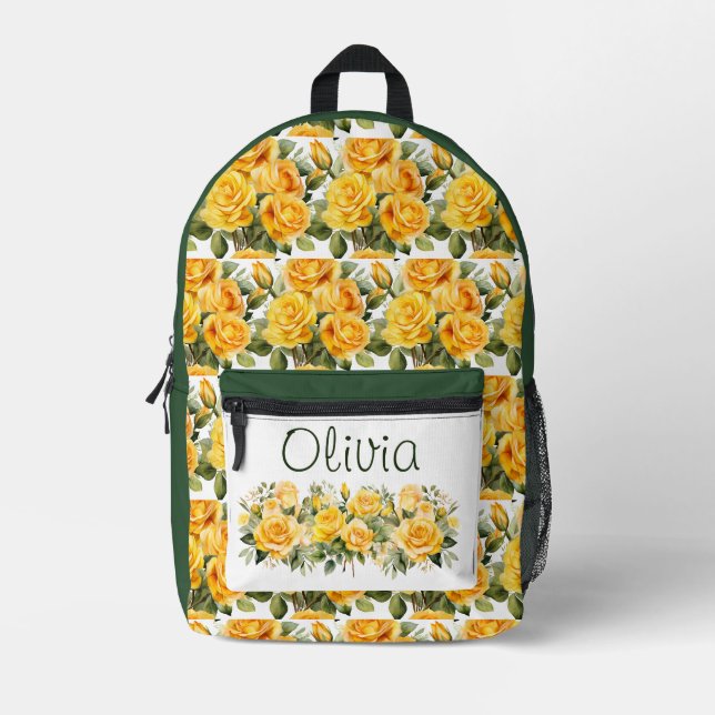 Sac À Dos Imprimé Roses Jaunes Chic (Recto)