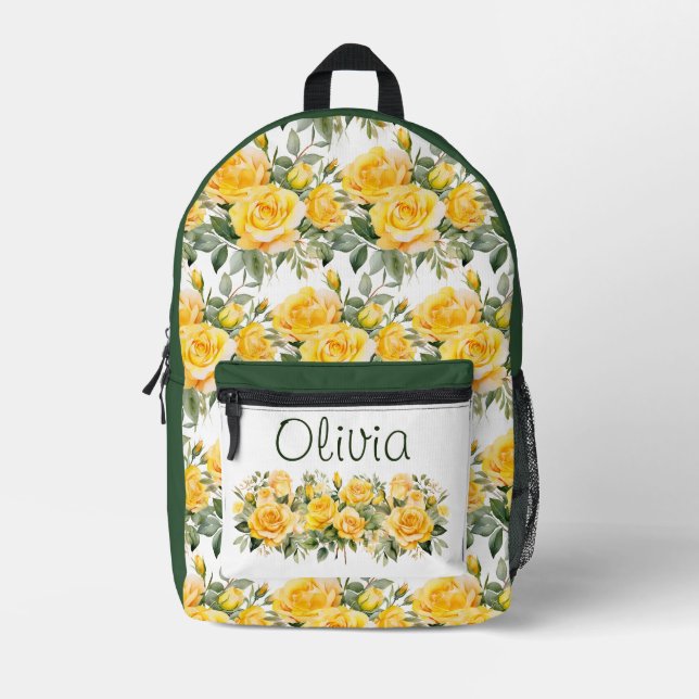 Sac À Dos Imprimé Roses Jaunes Chic (Recto)