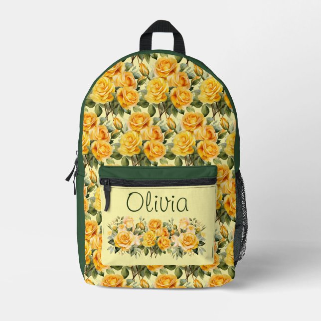 Sac À Dos Imprimé Roses Jaunes Chic (Recto)