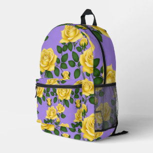 Sac À Dos Imprimé Roses jaunes vifs avec feuilles vertes