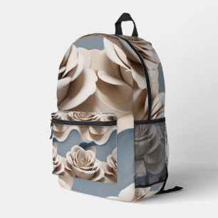Sac À Dos Imprimé Roses rendus en 3D dans des nuances de bleu et de