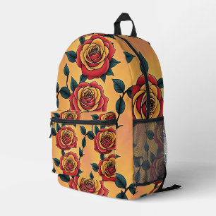 Sac À Dos Imprimé Roses Rouges Et Jaunes