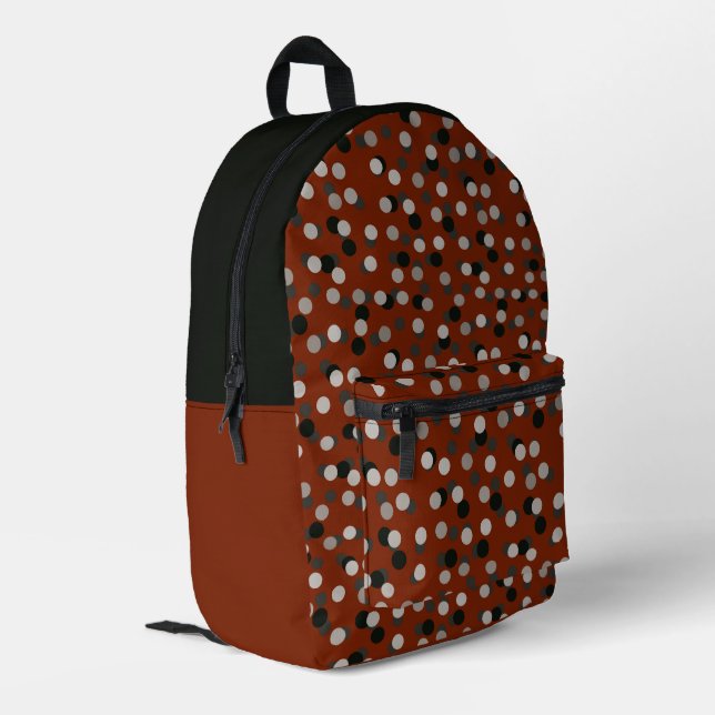 Sac À Dos Imprimé rouge avec des points gris blancs et noirs (Coin arrière gauche)
