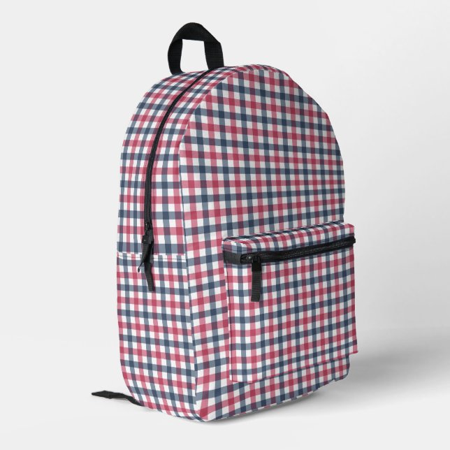 Sac À Dos Imprimé Rouge blanc bleu plaid (Coin arrière gauche)