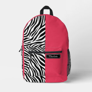 Sac À Dos Imprimé Rouge Chic Imprimé Zèbre Rouge Noir et Blanc pour