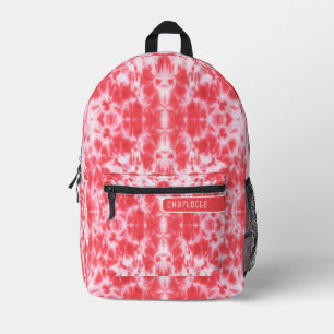 Sac À Dos Imprimé Rouge corail et blanc, motif Shibori girly pour ad