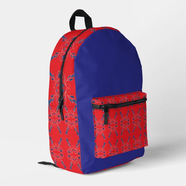 Sac À Dos Imprimé Rouge et bleu (Coin arrière gauche)