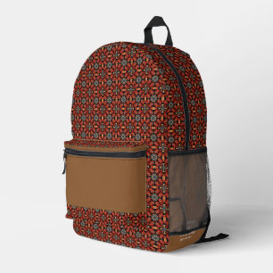 Sac À Dos Imprimé Rouge floral folk art inspiré motif nom personnali