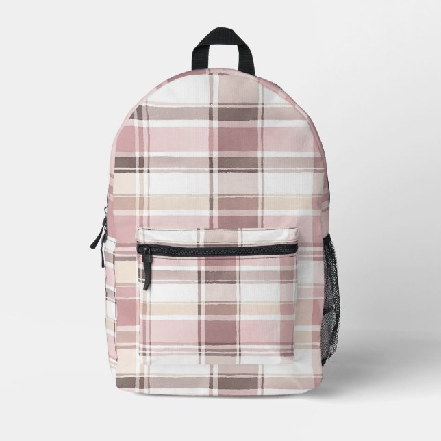 Sac À Dos Imprimé Rouge Goglu Tan Brun Crème Carreaux (Recto)