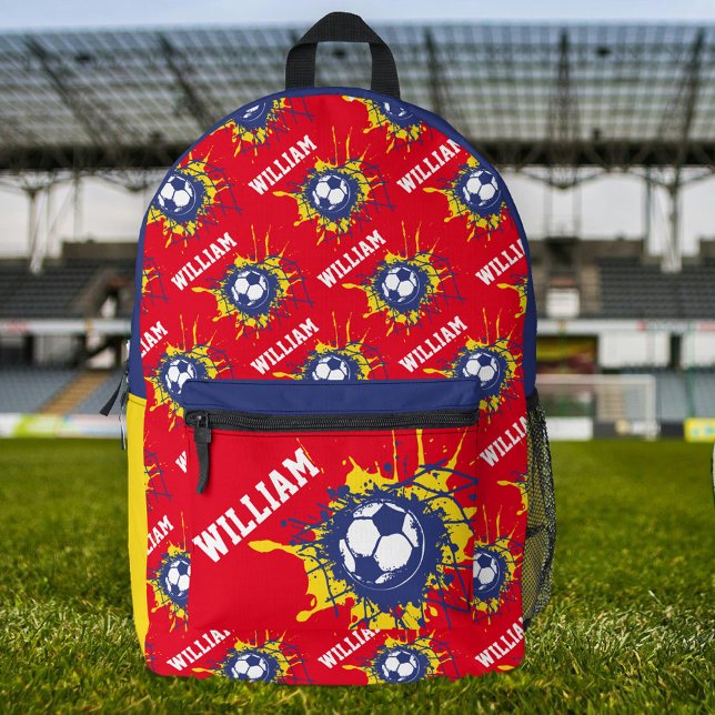 Sac À Dos Imprimé Rouge jaune bleu football splat personnalisé (Créateur téléchargé)