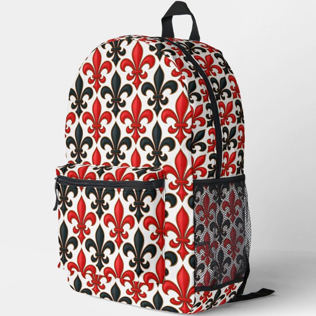 Sac À Dos Imprimé Rouge noir baroque Fleur de lis Motif Design (Créateur téléchargé)