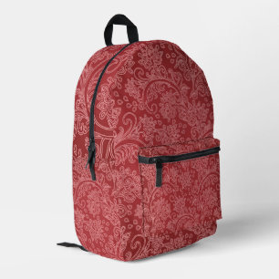 Sac À Dos Imprimé Rouge Paisley Damassé Designer Floral Vintage Clas