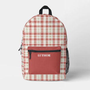 Sac À Dos Imprimé Rouge Plaid Moderne