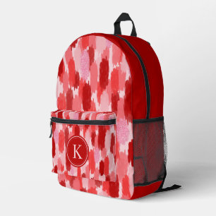 Sac À Dos Imprimé Rouge rose Abstrait brosses Motif Monogramme