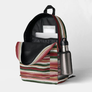 Sac À Dos Imprimé Rouge Vert Blush Blanc Or Rayures