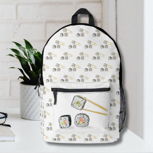 Sac À Dos Imprimé Roulés de sushi saumon avec illustration de baguet