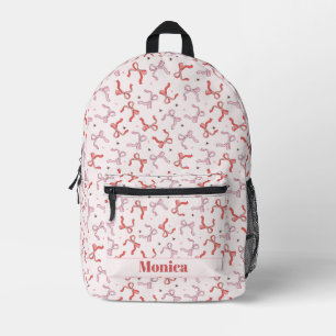 Sac À Dos Imprimé ruban coquet rose nom girly script monogramme
