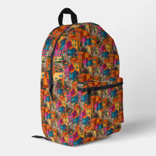 Sac À Dos Imprimé Rues méditerranéennes — Motif de maisons colorées