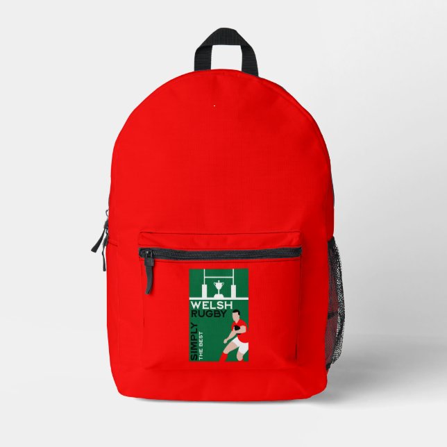 Sac À Dos Imprimé Rugby Wales Fan Art (Recto)