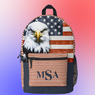 Sac À Dos Imprimé Rustique American Flag & Eagle Personnalisé