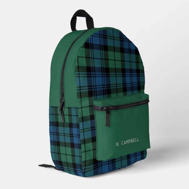 Sac À Dos Imprimé Rustique Plaid Personnalisé Campbell Tartan (Coin arrière gauche)