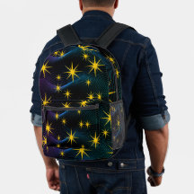 Sac en tissu imprimé Cosmic Wave Neon Golden Stars
