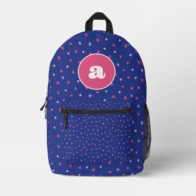Sac À Dos Imprimé Sac fille monogramme imprimé coeurs mignons à coud (Recto)