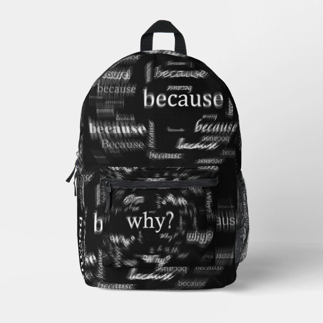 Sac À Dos Imprimé Sacré Pourquoi Parce que Texte Imprimé Noir Sac à  (Recto)