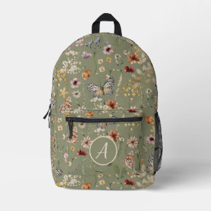 Sac À Dos Imprimé Sage Monogram Boho Butterflies Fleurs sauvages