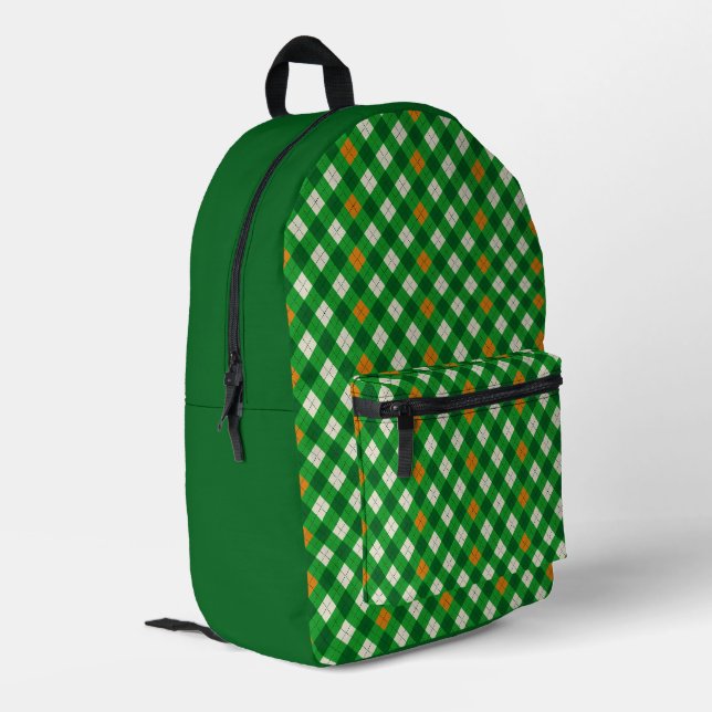 Sac À Dos Imprimé Saint-Patrick d'argyle aux couleurs irlandaises (Coin arrière gauche)