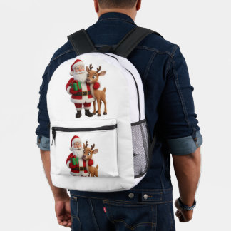 Sac À Dos Imprimé Santa Claus and Rudolph Cartoon