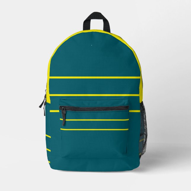 Sac À Dos Imprimé Sarcelle Profonde Avec Jaune (Recto)