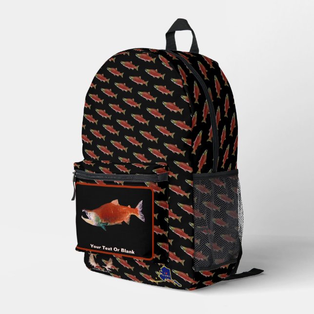 Sac À Dos Imprimé Saumon Sockeye en rouge (Coin arrière droit)