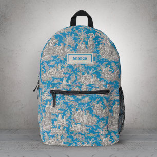 Sac À Dos Imprimé Scène élégante de Toile de Jouy turquoise vintage